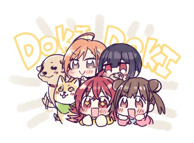 arisugawa natsuha ,komiya kaho ,sonoda chiyoko multiple girls hair bun dog red eyes sparkling eyes ahoge double bun  illustration images