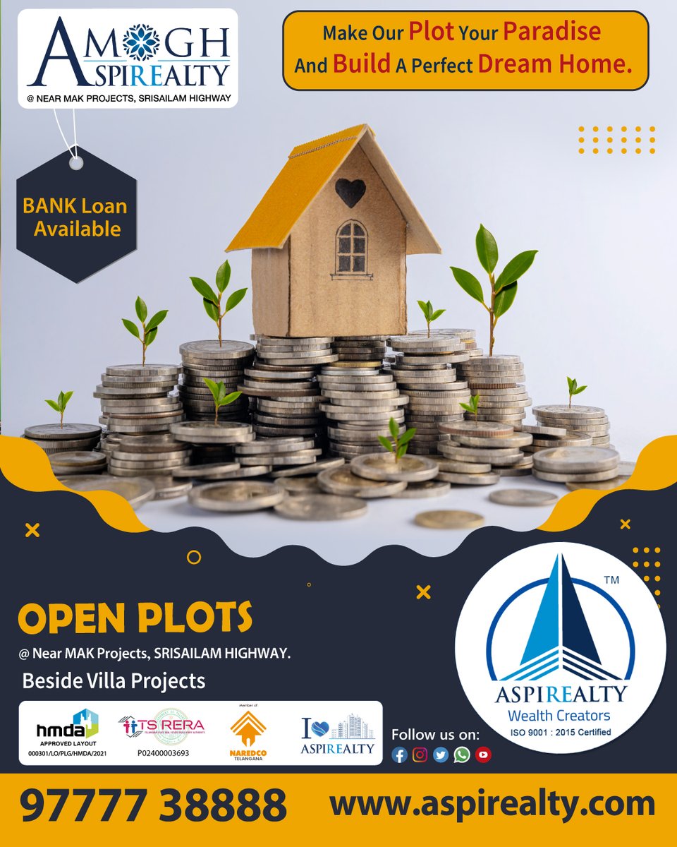 aspirealty's tweet photo. Make Our Plot Your Paradise and Build a Perfect Dream Home.
https://t.co/1XsPYKYkCX
For Details
https://t.co/WGdwlR7aET, info@aspirealty.com
Call: 9777738888
.
#Aspirealty #WealthCreators #HMDA #Amogh #MAKProjects #HmdaOpenPlots #PharmaCity #PlotsInSrisailamHighway #Tukkuguda https://t.co/Kz1Do1QrVs