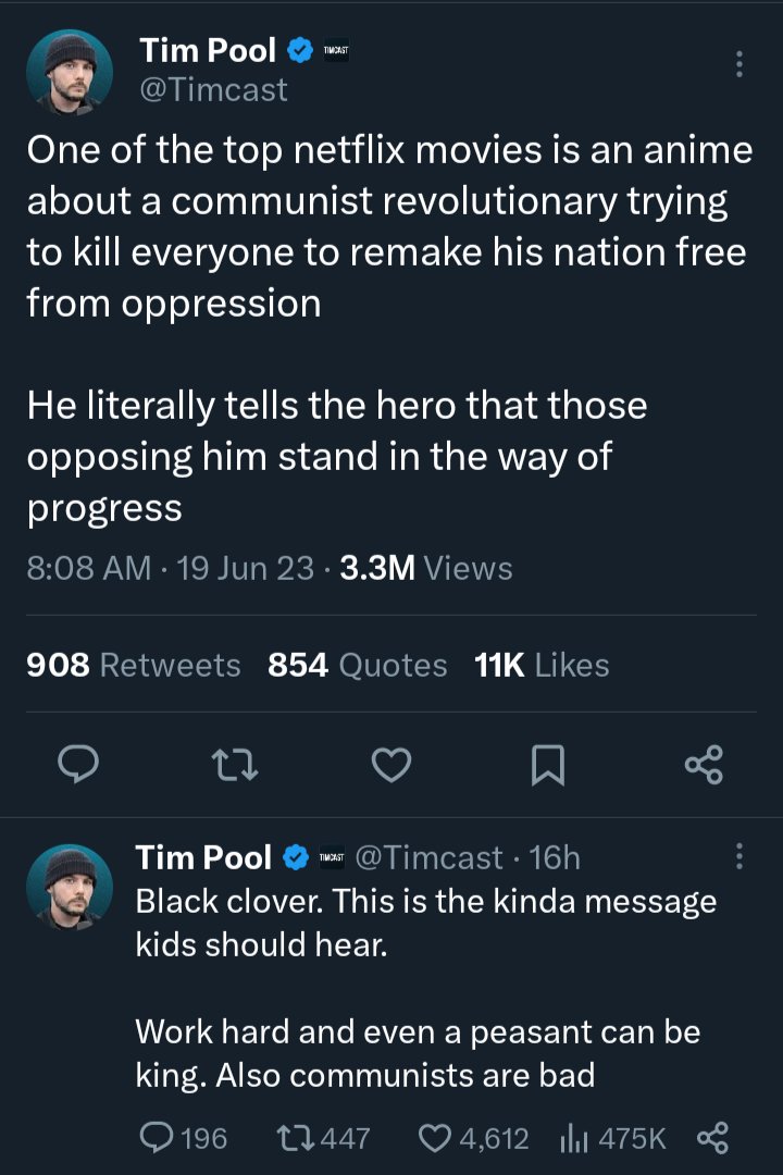 I'm-a need Tim Pool to never tweet about anime in any capacity ever again.