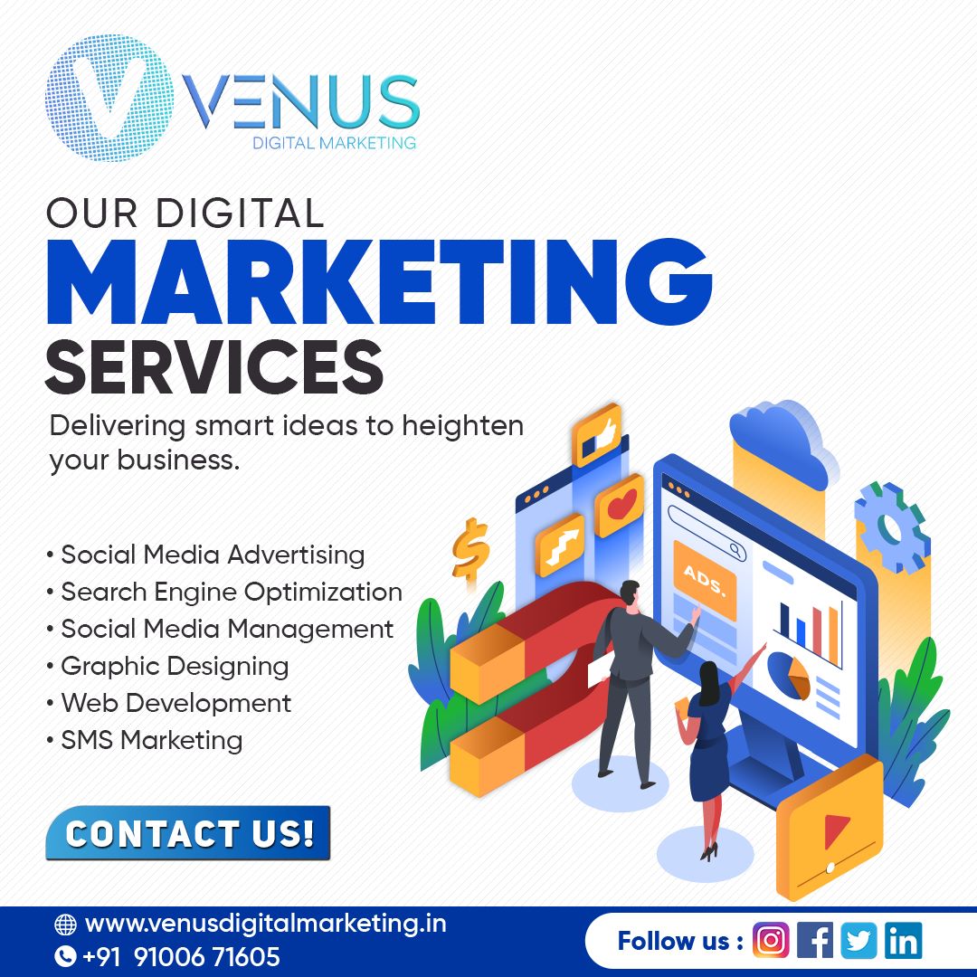 Our Digital Marketing Services

Contact us today to get started!
📞 Contact: 91006 71605
✉ email: info@venusdm.in

#Venusdigitalmarketing #googleads #marketingstrategy #digitalmarketingtrends
#websitedevelopment #websitedevelopmenttips #smsmarketingtips #smsmarketingservices