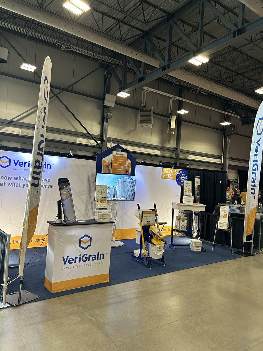 verigrain's tweet photo. All set up @cfsreginask. See you tomorrow.  Booth 11031 &amp; 11033.

#CFS23 #VeriGrain #AgTech #Plant23 https://t.co/N92jgereFp