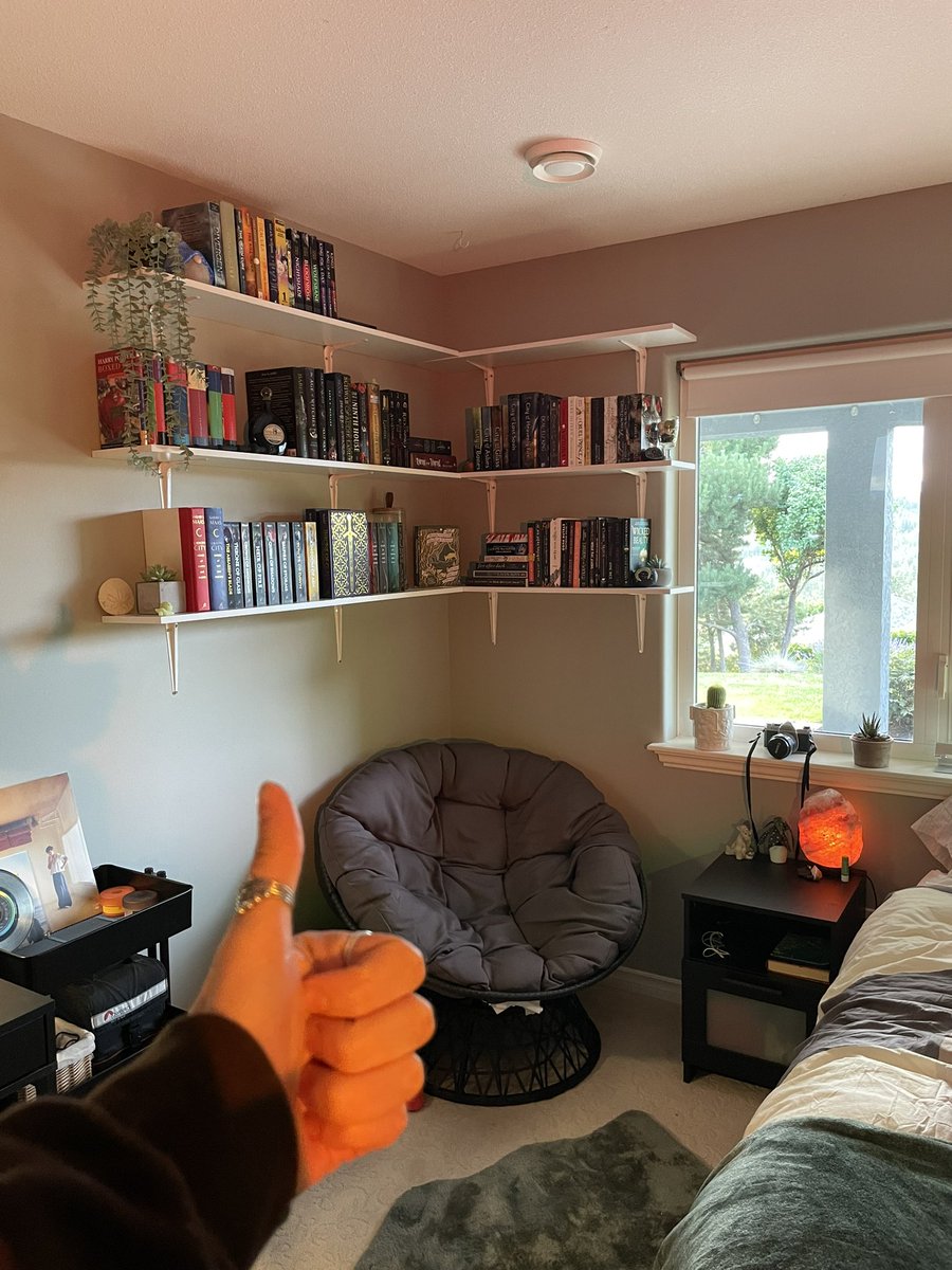 Rynisin's tweet photo. Just finished making my bookshelf and I’m obsessed #BookTwitter #bookshelf https://t.co/W6Izsb9A0X