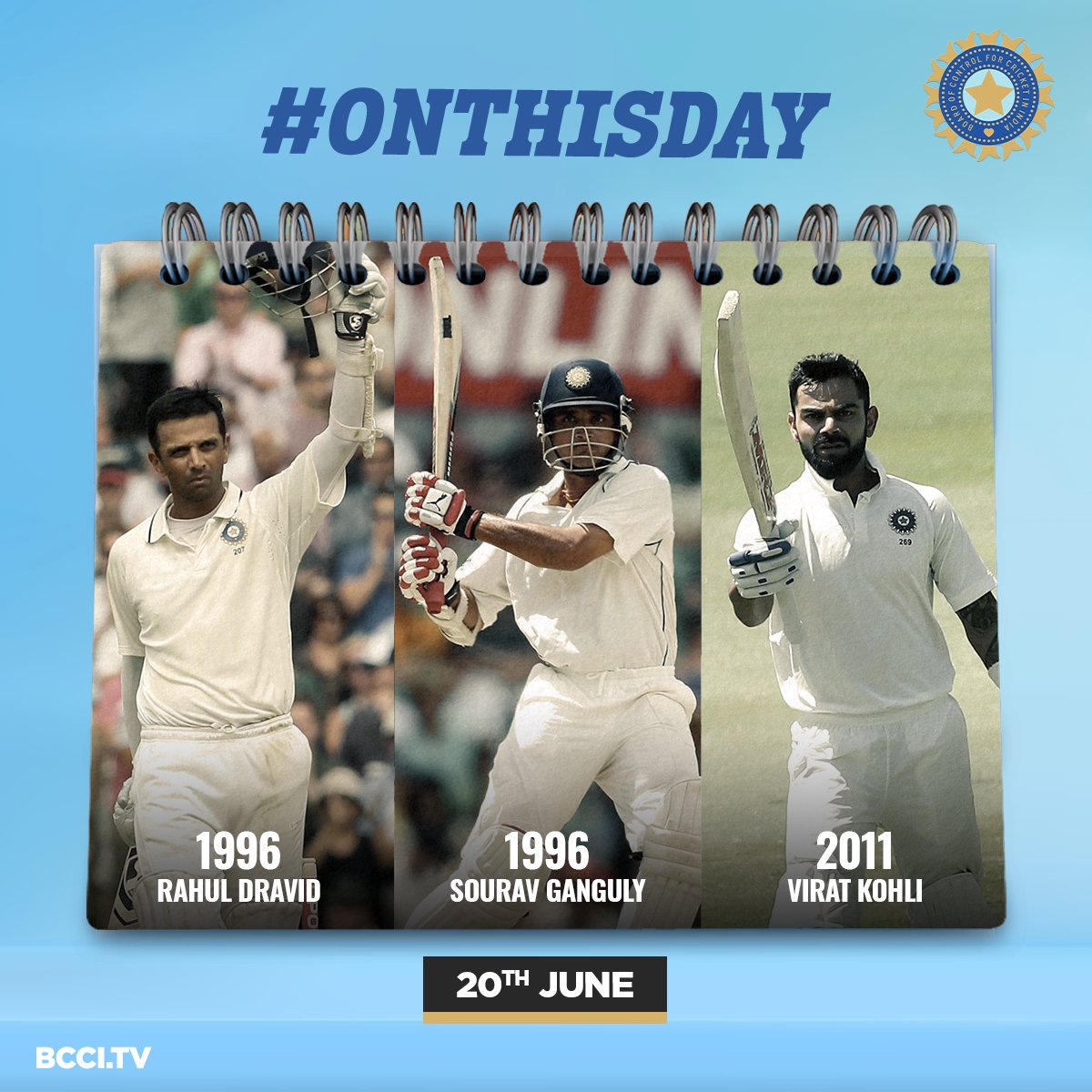 A day that marked the beginning of three stellar careers in the longest format of the game 👏🏻👏🏻

🗓️ #OnThisDay 

Rahul Dravid, @SGanguly99 and @imVkohli made their Test Debuts for #TeamIndia 🙌