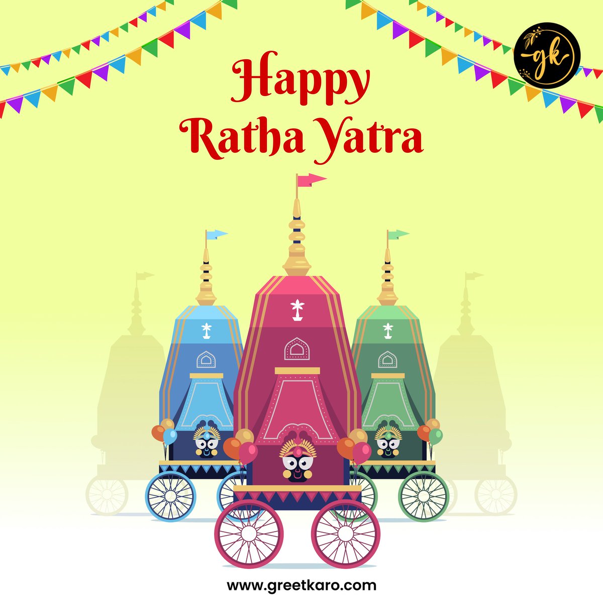 greet_karo's tweet photo. May the divine blessings of Lord Jagannath be with you and your loved ones on the auspicious occasion of Ratha Yatra. Let us celebrate the spirit of togetherness and joy as we seek the blessings of the Almighty. #HappyRathaYatra! 🙏🏼🌺 https://t.co/dYQDaObN4y
