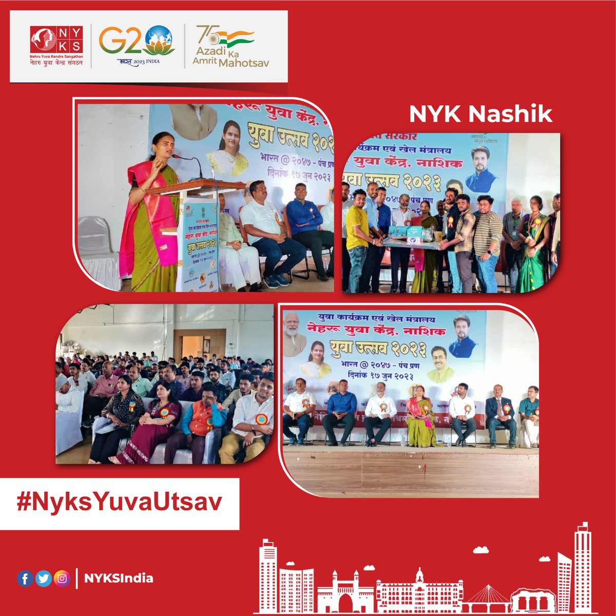 MYBharatHQ's tweet photo. District level #YuvaUtsav2023 was organised by Nehru Yuva Kendra Nashik(@Nyk_Nashik), Maharashtra. Hon'ble MoS Dr. Bharati Pravin Pawar(@DrBharatippawar) Ji was the chief guest of this event.

#NyksYuvaUtsav #YouthProgram #Maharashtra #India https://t.co/JqchCFmgkl
