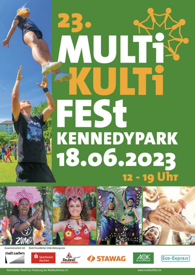 multikultifest.de - Ein toller, bunter und toleranter Tag im Kennedypark. Wir feierten mit, Vielfältigkeit und Kultur - ein gesundes Miteinander! Wichtig aber im Sommer in Parks und Freibädern - Sonnenschutz und viel Trinken! @AOKRH #WirTunMehr @SR_Aachen_News