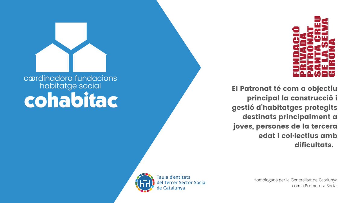 cohabitac's tweet photo. El Patronat té com a objectiu principal la construcció i gestió d’habitatges protegits destinats principalment a #joves, persones de la #terceraedat i #col·lectius amb dificultats. https://t.co/ChqdfJbZIj