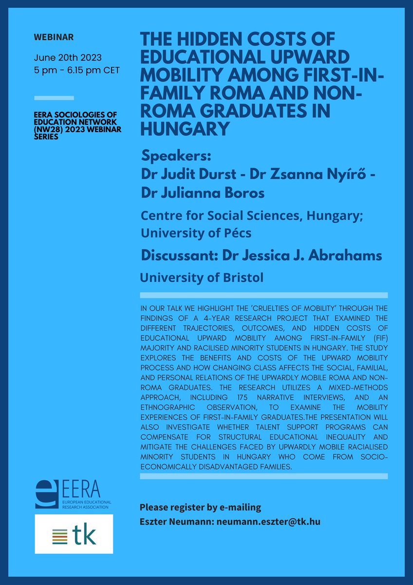 Eszter Neumann (@neueszter) on Twitter photo Today at 5pm CET will be the third webinar of the @ECER_EERA sociologies of education sĂ©rĂĽlĂ©s. Please come along! <a href="/css_budapest/">HUN-REN Centre for Social Sciences, Budapest</a> <a href="/ZsannaNyiro/">Zsanna Jozefa NyĂrĹ‘</a> #soced #bourdieu Today at 5pm CET will be the third webinar of the @ECER_EERA sociologies of education sĂ©rĂĽlĂ©s. Please come along! <a href="/css_budapest/">HUN-REN Centre for Social Sciences, Budapest</a> <a href="/ZsannaNyiro/">Zsanna Jozefa NyĂrĹ‘</a> #soced #bourdieu