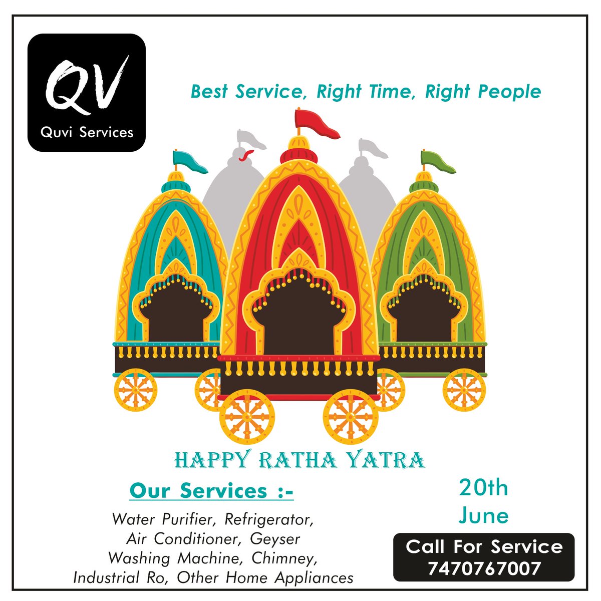 Happy Rath Yatra
.
.
.
#HappyRathYatra #quviservices #quvi #Refrigerator #waterpurifier  #airconditioner #chimney #Geyser #RepairandServices #otherhomeappliances #raipur #Chhattisgarh