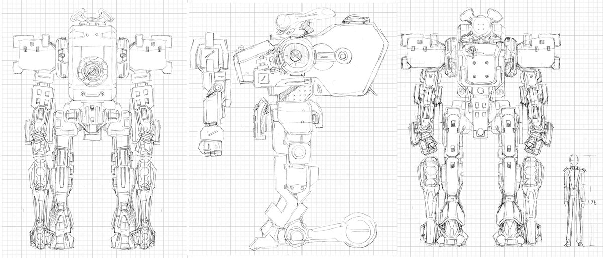 メカも出るアニメの量産機ロボ の図です