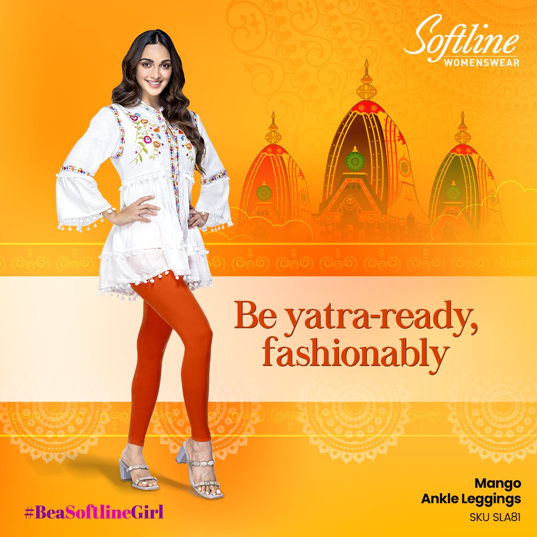 Step into the festive spirit with our #AnkleLeggings for fashion that blends seamlessly with tradition!

#Softline wishes all a very happy #RathaYatra!

#SoftlineGirl #BeASoftlineGirl #Bottomwear #Womenwear #Summer #WomenPants #Kiara #KiaraAdvani #RathYatra2023 @advani_kiara