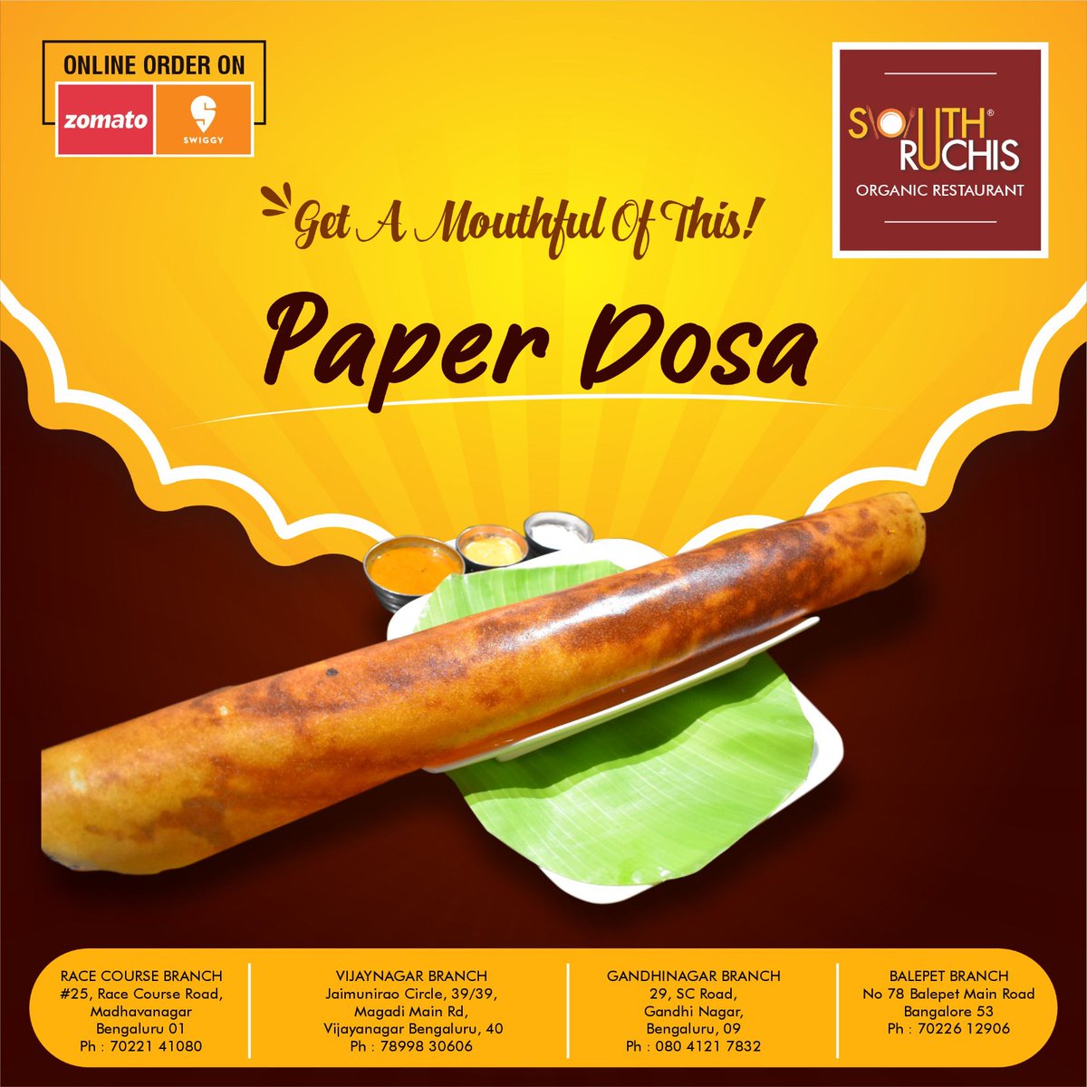 RuchisSouth's tweet photo. Introducing the epitome of South Indian cuisine: Paper Dosa! 🌼🌶 Prepare to be mesmerized by its thin, delicate texture and mouthwatering flavors that will take your taste buds on a culinary journey like no other. 😍✨ https://t.co/WPIWHVoYpQ