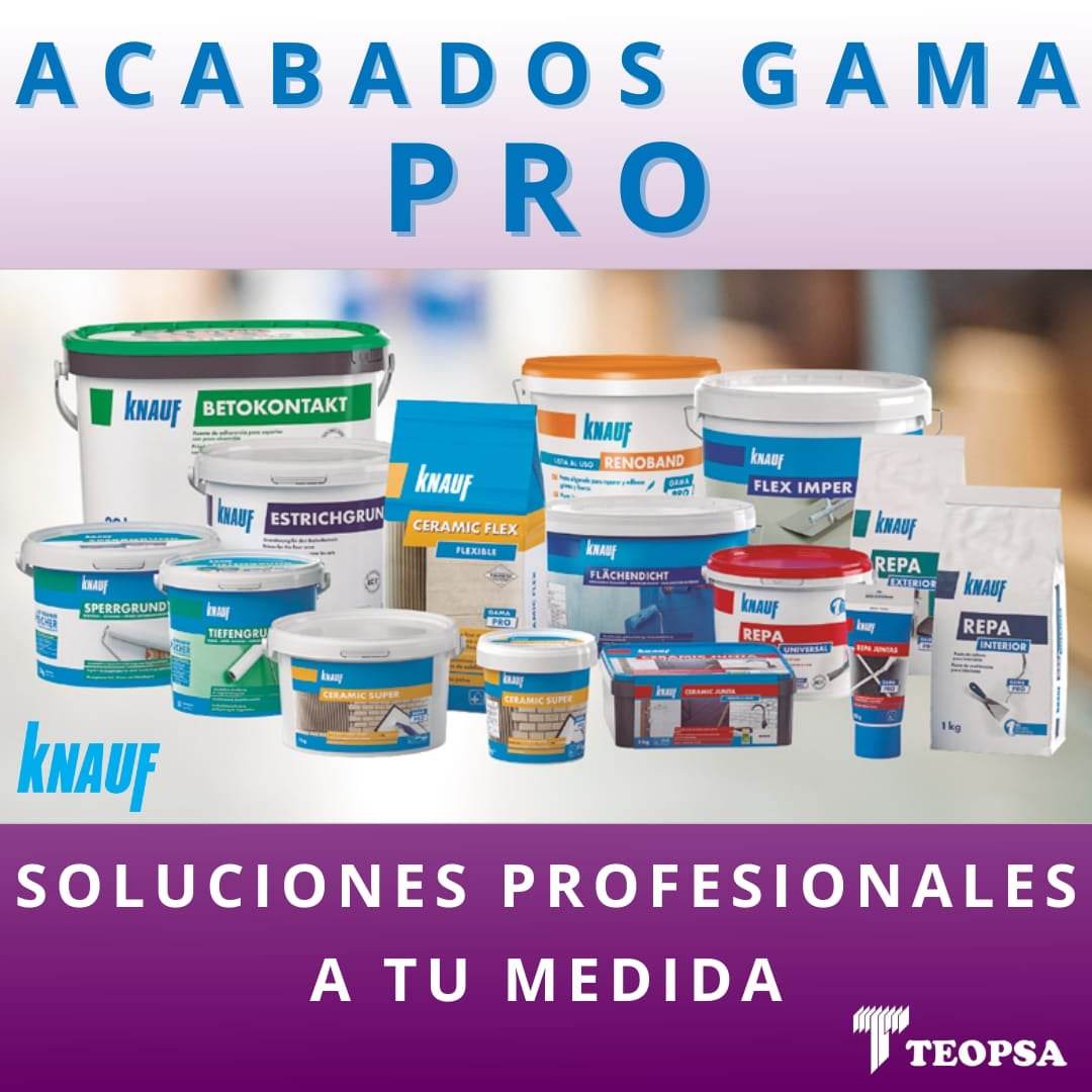Acabados gama Pro de Knauf, las soluciones más completas y profesionales para el instalador que necesite productos de alta calidad.  Ya disponibles en #teopsa  #knauf #gamaproknauf #placadeyeso