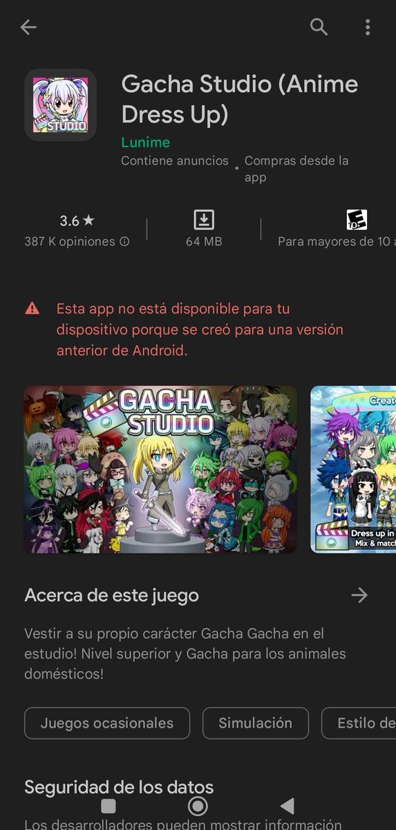 shortjard's tweet photo. @NobledelPeru Yo escuché que borraron todos los juegos de gacha, los busque y no los puedo instalar XD no se si es bueno o malo https://t.co/srsvx155Bs