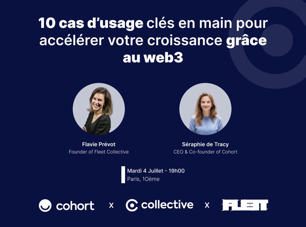 On unit nos forces avec <a href="/Fleet_web3/">Fleet Collective</a> <a href="/UseCollective/">Collective.work</a> <a href="/getcohort/">Cohort</a> pour vous présenter 10 cas d’usage Web3 pour faire croître votre entreprise / save the date : hexacc.typeform.com/to/GCWPpz0X