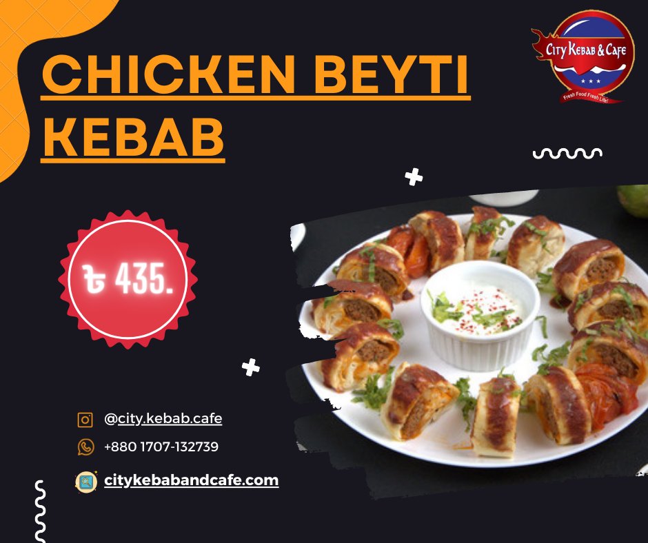 Join us and savor the tantalizing flavors of our Chicken Beyti Kebab!
#dhaka #cantonment #ecbchattar #bangladesh #mirpur #banani #bestcafe #bestrestaurant #CityKebabAndCafe #TurkishCuisine #ChickenBeytiKebab #DhakaFood #TurkishDelight #pizza #kebab #pasta #coffee #burger #wedges