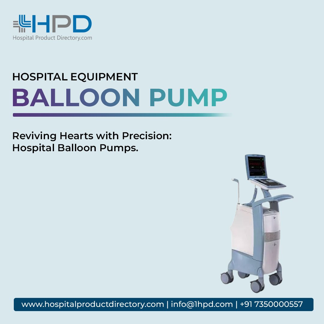 hosproducthub's tweet image. A balloon pump, also known as an intra-aortic balloon pump (IABP), is a mechanical device used in hospitals to assist the heart in pumping blood effectively.

Balloon Pump Suppliers:- bit.ly/350kFPZ

#HospitalProductDirectory
#BalloonPump
#HospitalEquipment