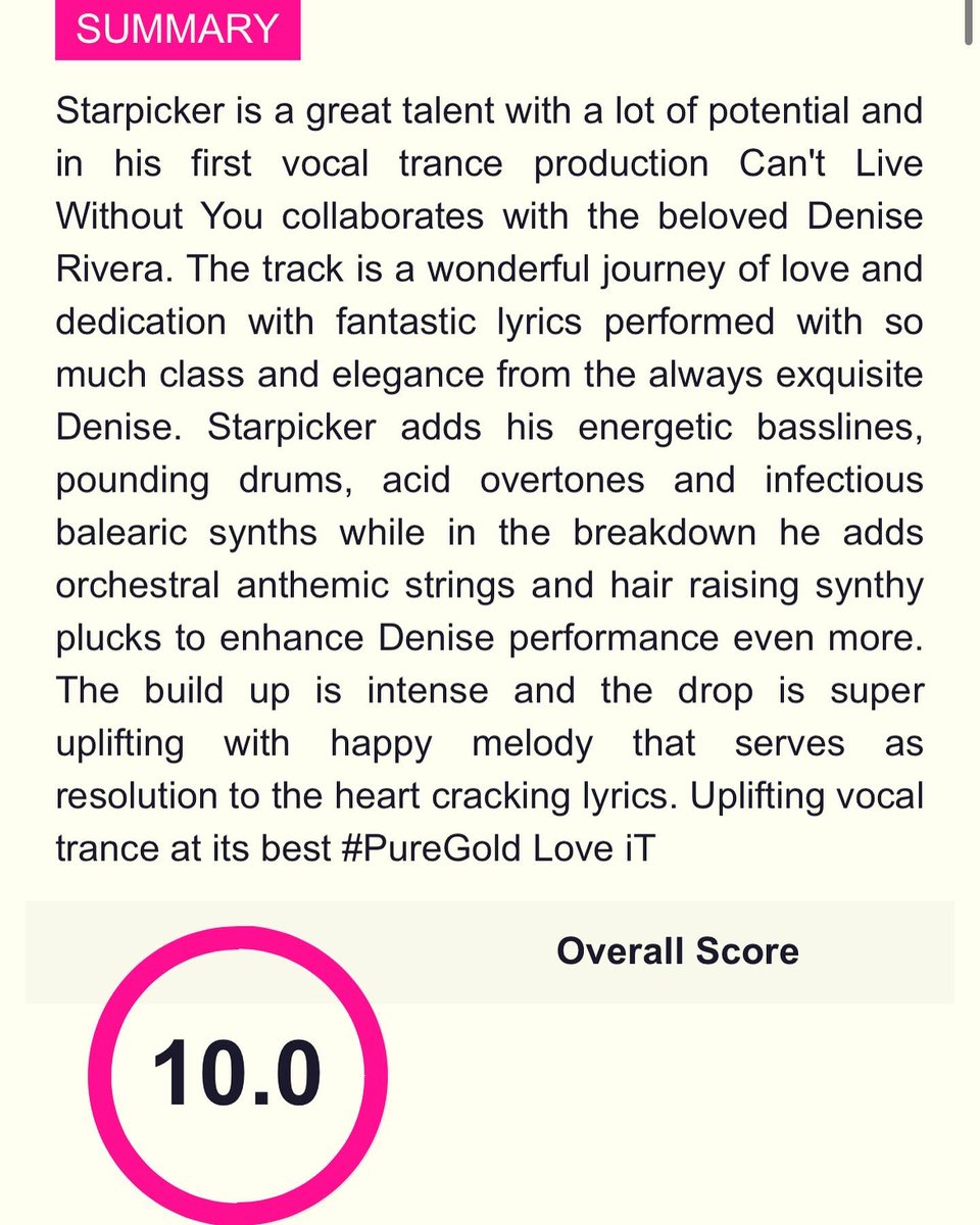 Thank you <a href="/FluxBpmOnline/">Flux Bpm Online</a> for the review 🙌🙌🔥 #trancefamily 
<a href="/DeniseRivera/">Denise Rivera</a> <a href="/RazNitzan/">Raz Nitzan</a>