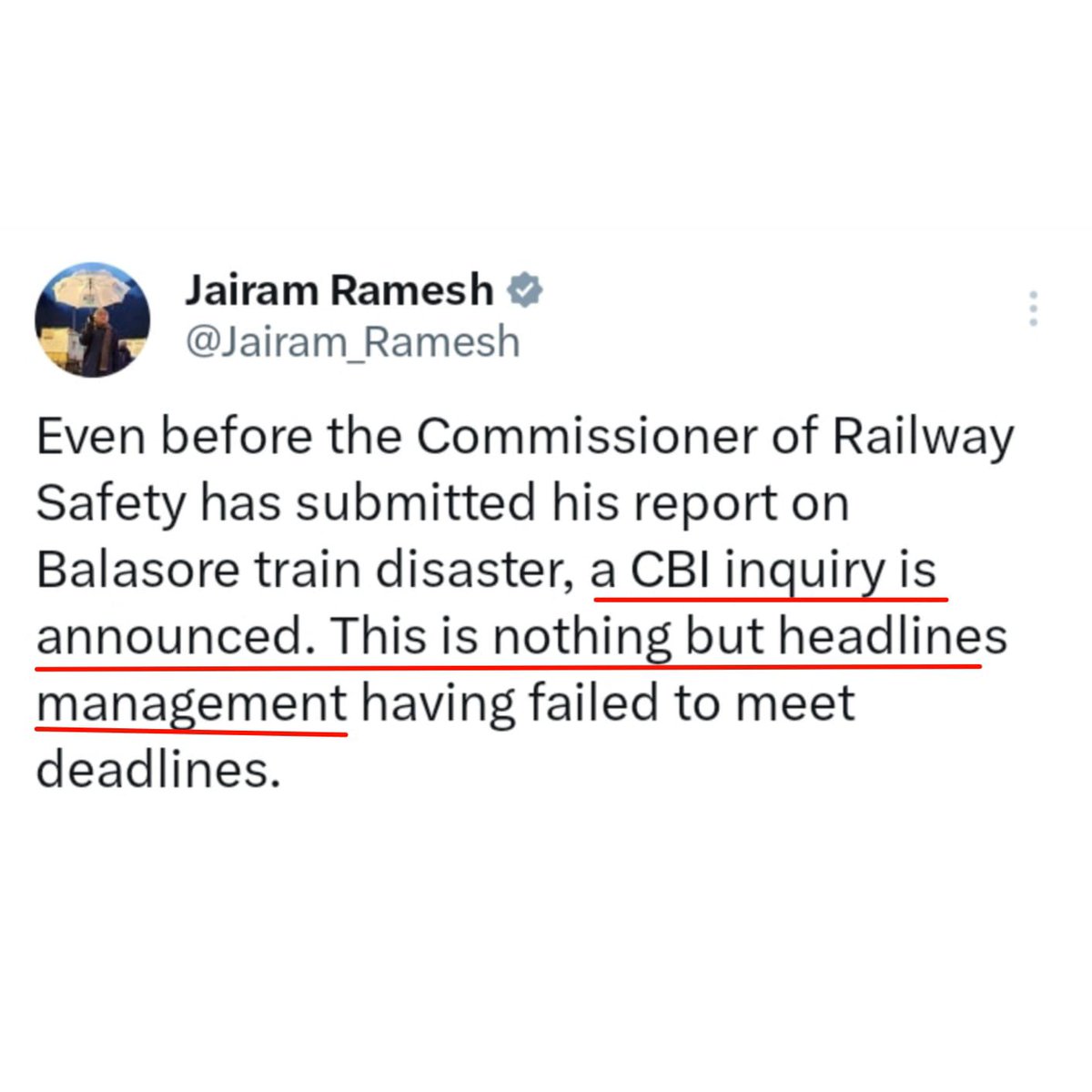 erbmjha's tweet photo. Soro Signal Jr. Engineer "Amir Khan," who is reported to have tampered with the electronic interlocking system, is absconding with his family after the Balasore train accident.

The entire opposition, including Congress, strongly opposed the CBI investigation, calling it "headline management" and a "tool to suppress the truth". 

Do I need to say more? Read between the lines.