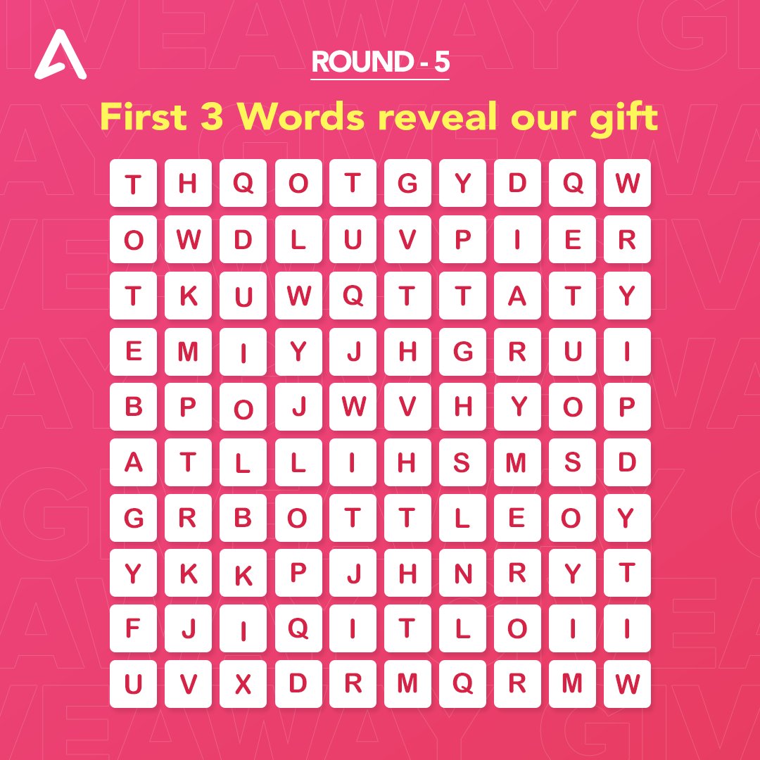 🚨Ready for #Round 5?🚨

Excited to know what are a few items of our #giveawaycontest?🤩

Why not, find it in the #crossword below?🔎

Rules-
🖖Follow @Appinventiv
🔁Like & RT with your #answer
✅Tag 3 friends in the comments using #appinventiv

(Not following rules will lead to…