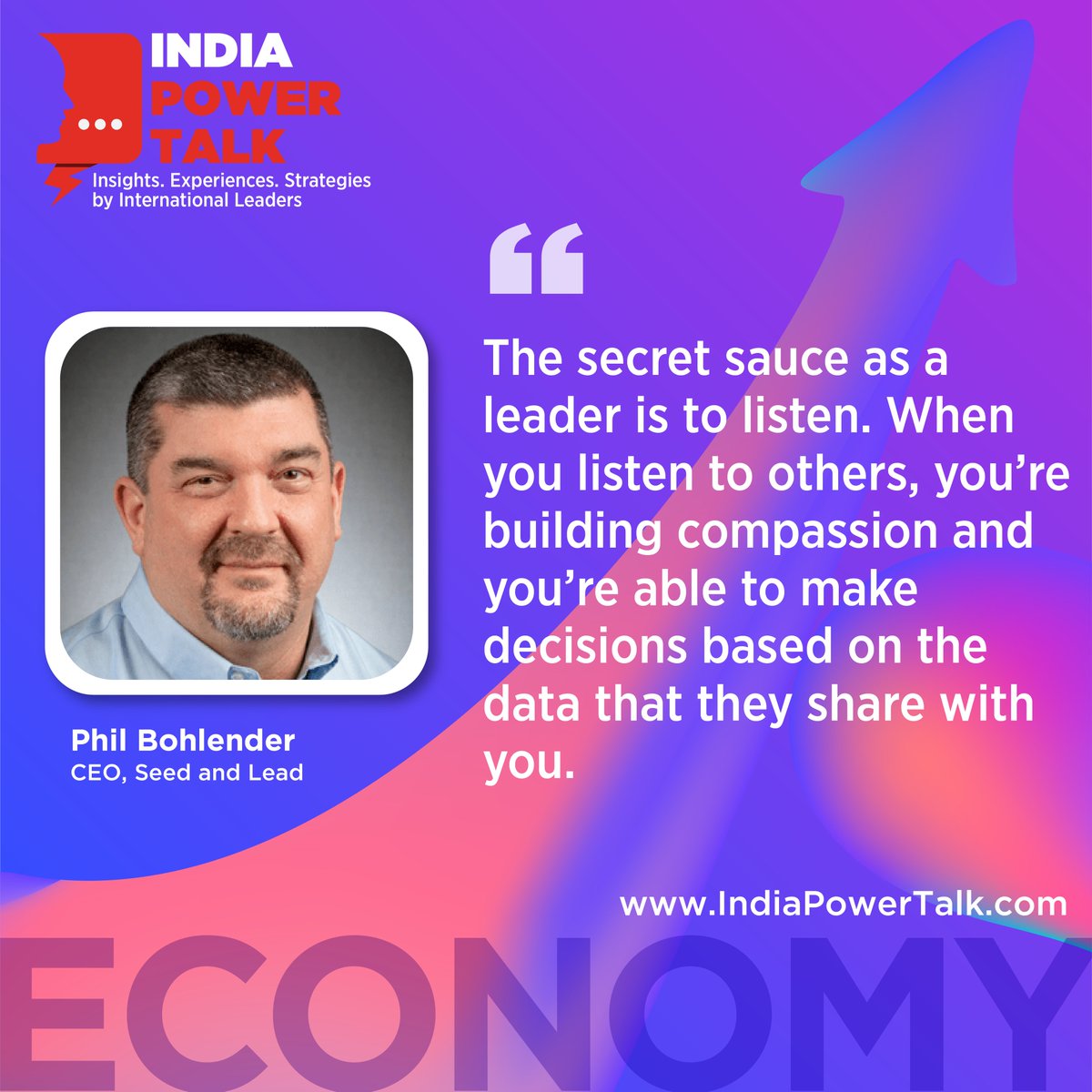 Quote of the day by Mr. Phil Bohlender.

#IndiaPowerTalk #InvestmentInEducation #BusinessStrategies #Economy #Education #EconomyAndEducaion #EducationInIndia #India #NitinPotdar #PhilBohlender