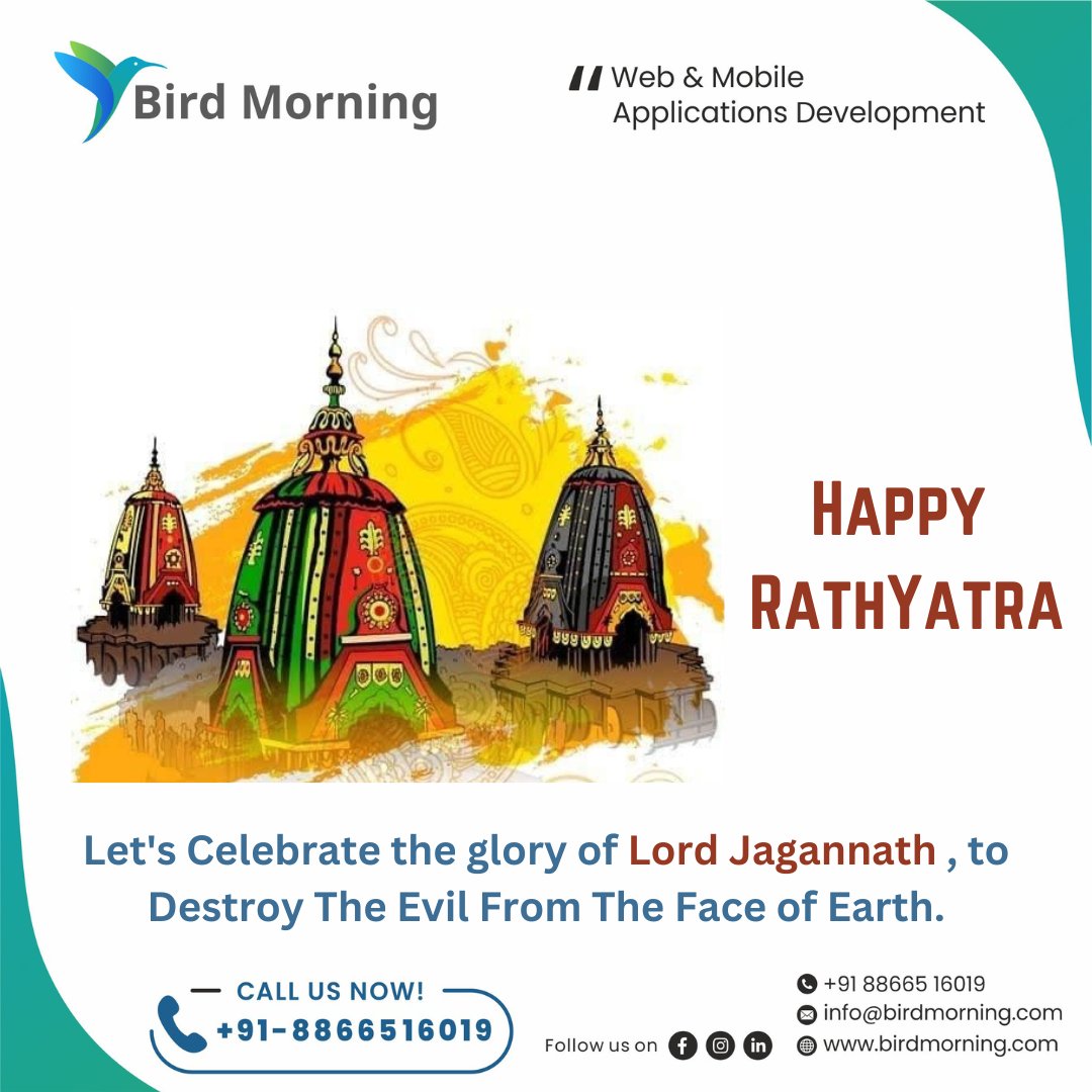 Happy Jagannath Rath Yatra! May Lord Jagannath bless you with happiness and prosperity.

#happyrathyatra #RathYatraAhmedabad #RathYatra #RathaYatra2023 #JaiJagannath #Jagannath #LordJagannath #jagannathswami #itservices #birdmorning #birdmorningsolutions