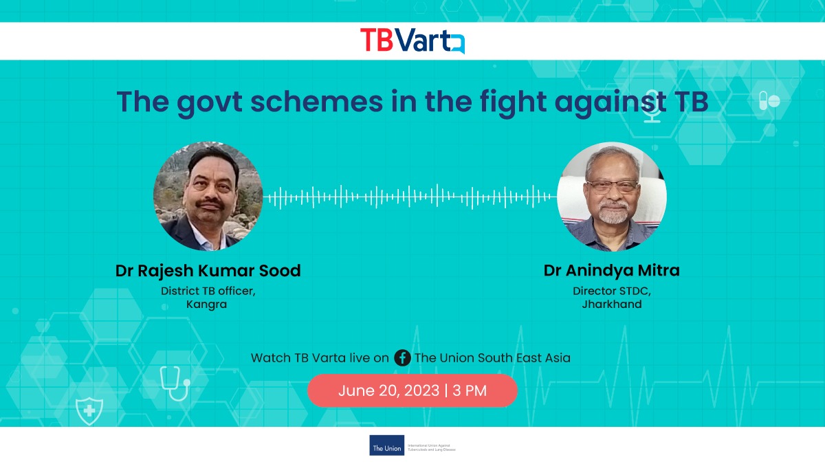 TheUnion_USEA's tweet photo. Tune in to #TBVarta this afternoon as experts discuss the various govt schemes that are helping in the fight against #TB in India 😷

⏰ 3PM | June 20 

📱 Live on @TheUnion_USEA Facebook page
#TBMuktBharat
@TbDivision @TBHDJ @BMGFIndia  @TheUnion_TBLH @MoHFW_INDIA https://t.co/5DOj5nBYGb