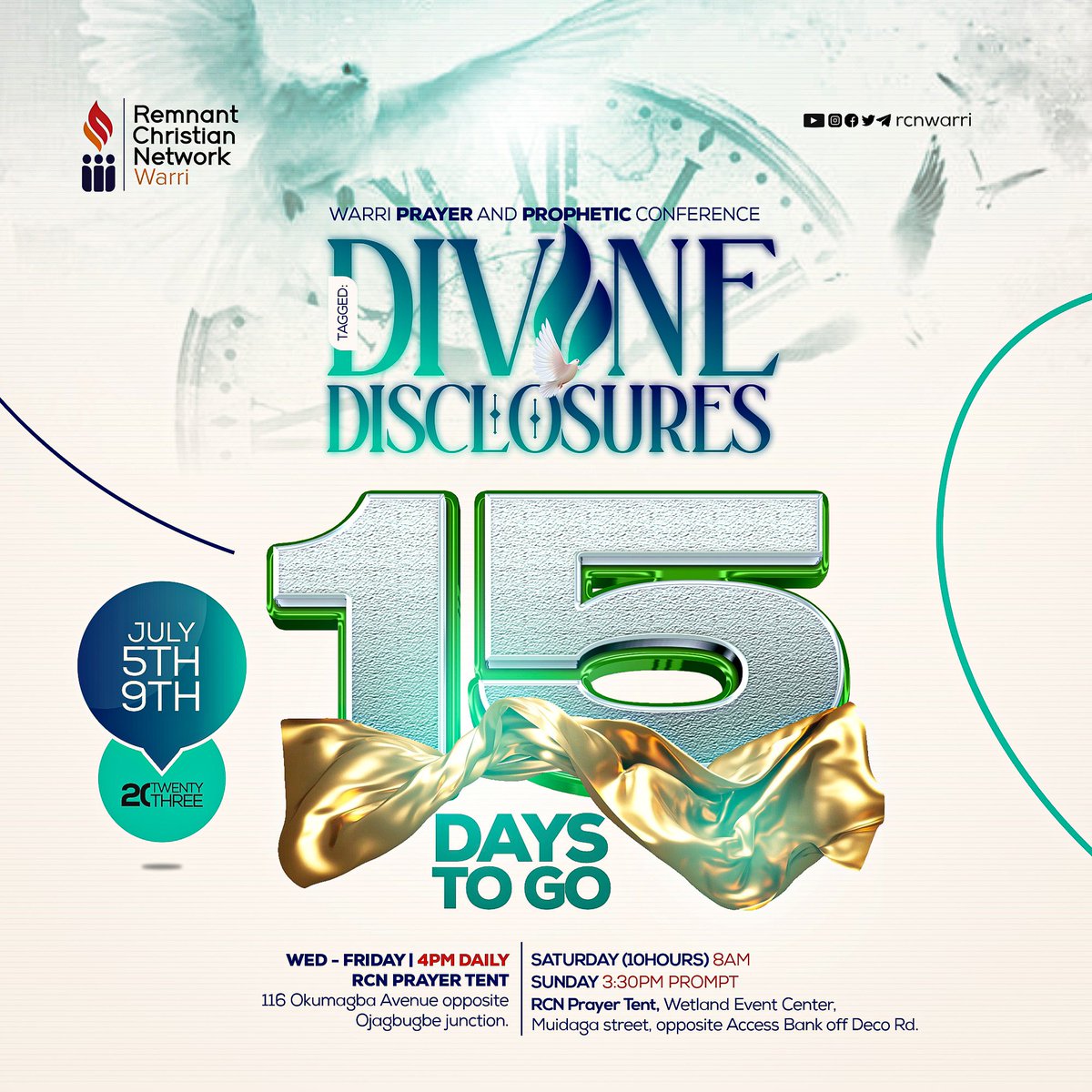 RcnWarri's tweet photo. Let the countdown begin.
A season is upon us!
Get the word out!
#RCNWarri
#Evang.KesienaEsiri.
#Rev.AustinUkporhe
#Min.TheophilusSunday https://t.co/sQUoftcmPy