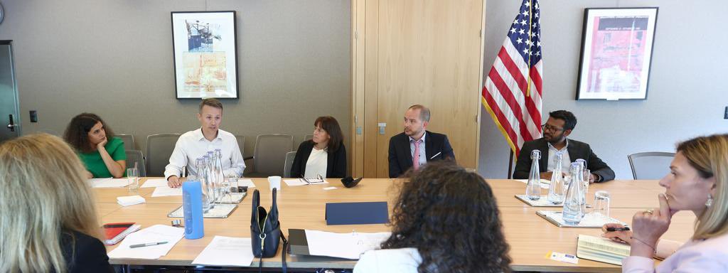USAmbHRC's tweet photo. Civil society is the backbone of #HumanRights advocacy, amplifying voices that might go unheard. Our meeting with civil society leaders before #HRC53 underscored the power of #ProgressThroughPartnership. We will support, uplift, & defend their voices @UN_HRC & around the π. https://t.co/daepuIvSwU