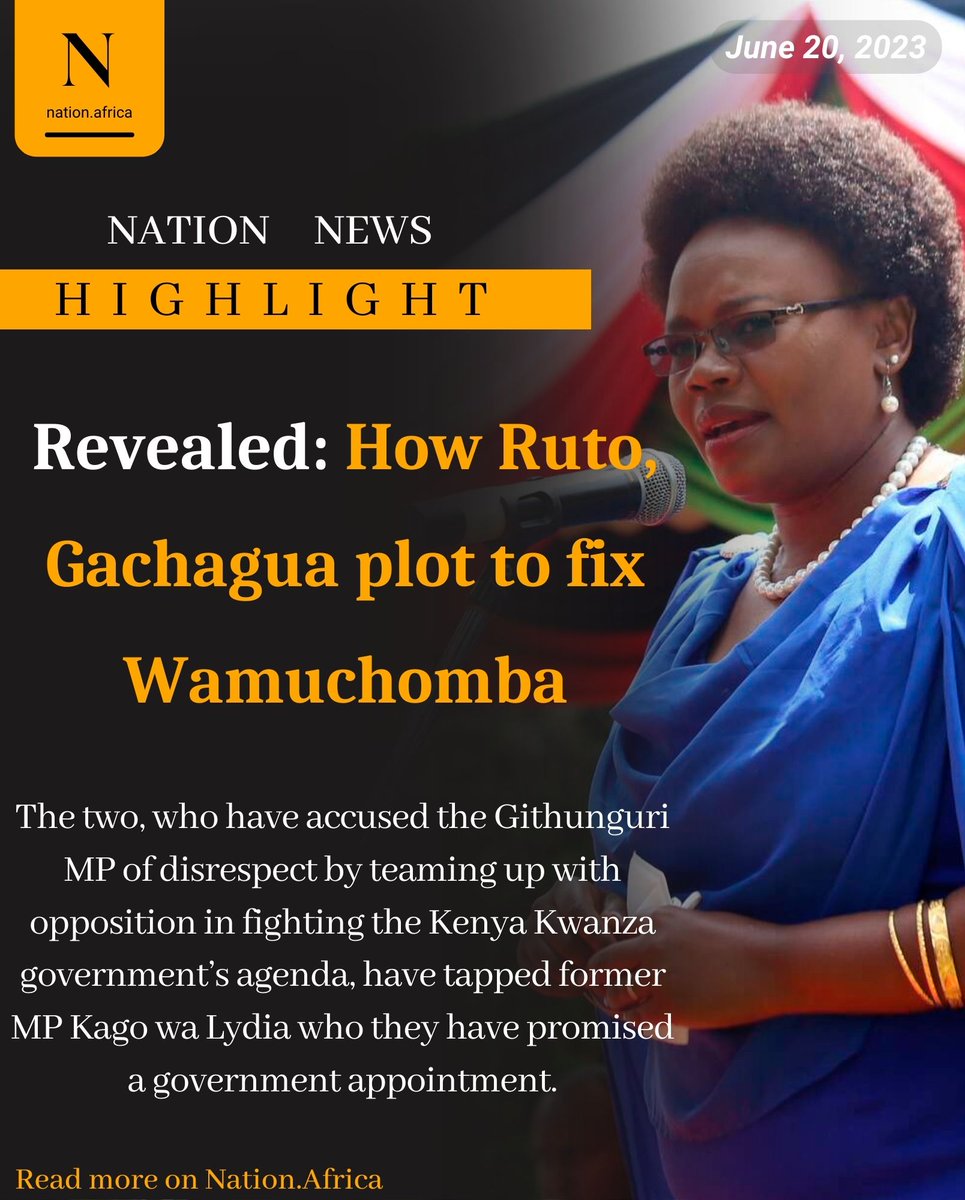 Revealed: How Ruto, Gachagua plot to fix Wamuchomba
nation.africa/kenya/counties…