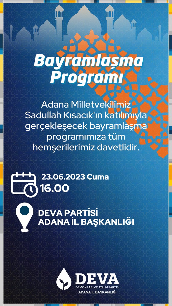 Tüm hemşerilerimizi bayramlaşma programımıza davet ediyoruz.