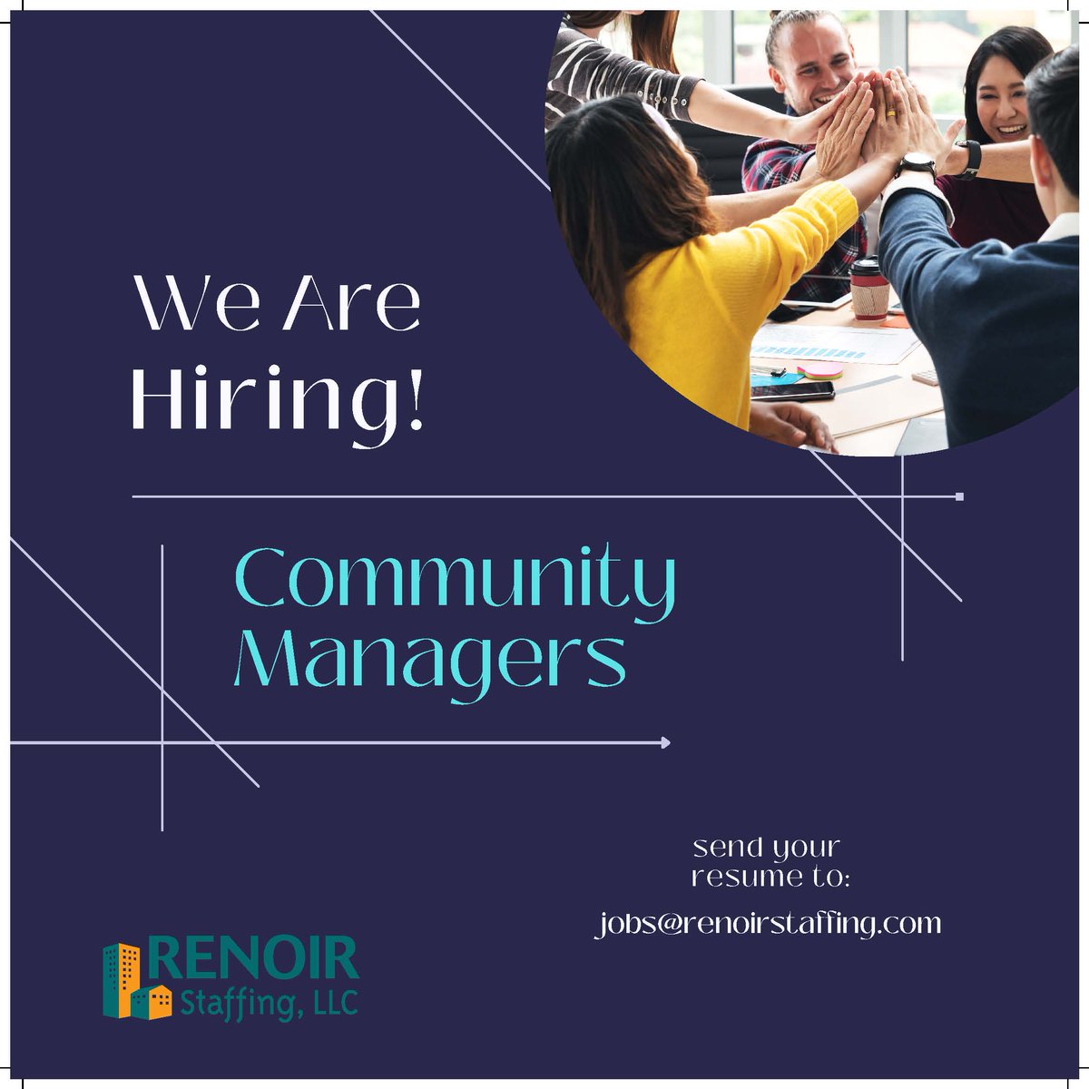 Looking for team players who are customer service driven! 

Apply today: jobs.renoirstaffing.com 

#propertymanagement #communitymanagers #hiring