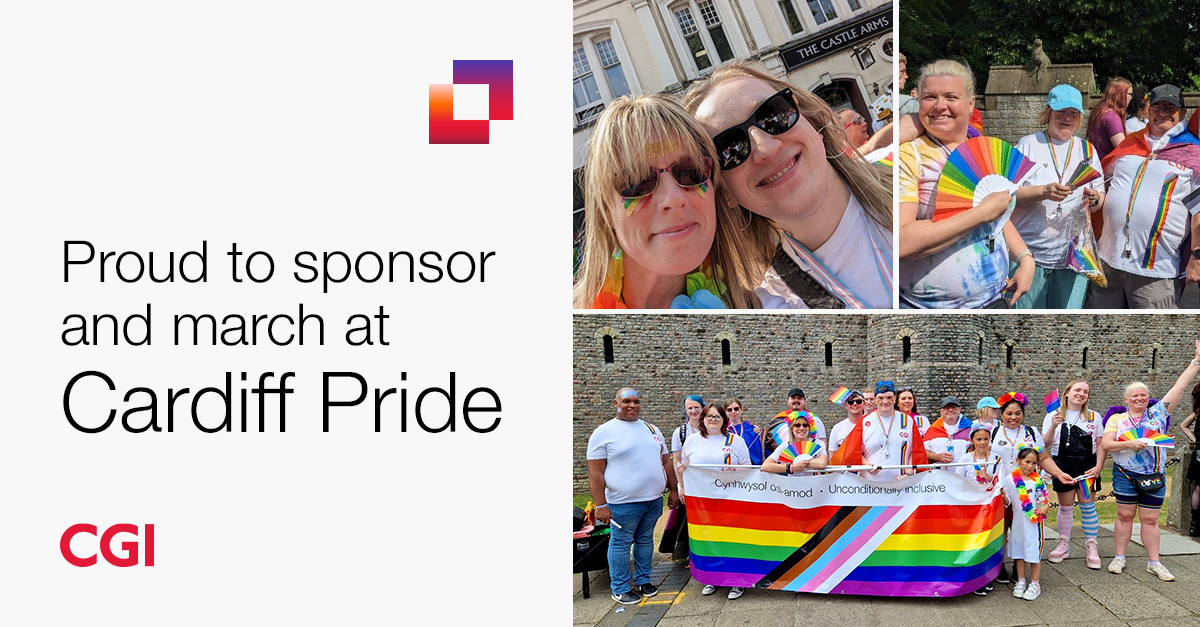 CGI_UKNEWS's tweet photo. We were proud sponsor Cardiff Pride and see our LGBT+ Network march in the parade 🌈
We’re committed to ensuring every CGI member feels seen, valued, and able to bring their whole selves to work https://t.co/4927gLt6jQ #WeAreCGI #UnconditionallyInclusive #PrideCymru https://t.co/C4n2SlXBNC