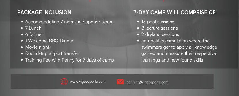 Really looking forward to presenting two Swim Camps at the awesome five star #ThanyapuraSportsResort in Phuket this August. Come join us! For more info or to book please email contact@vigeosports.com