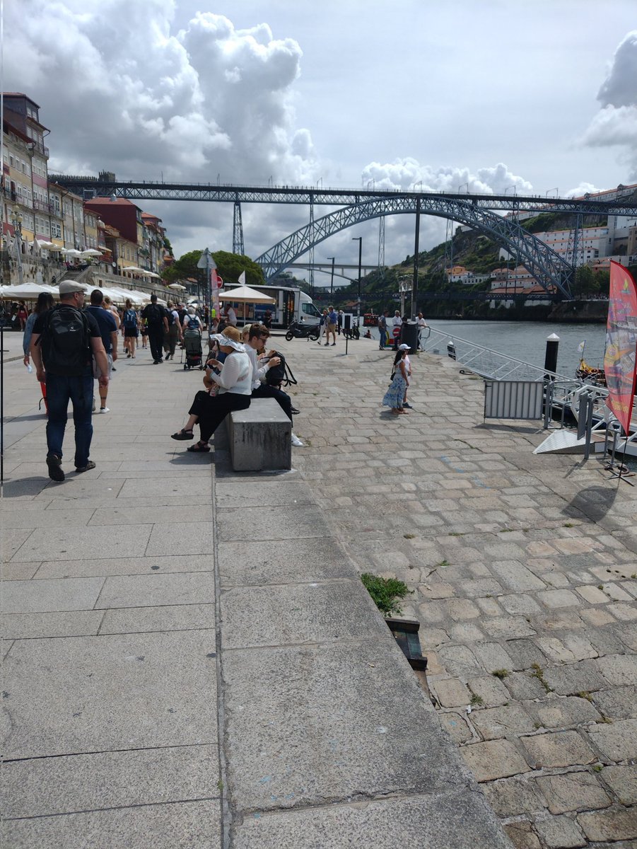 Walking around Porto before my conference begins in 1 hour.  Beautiful Riverside.