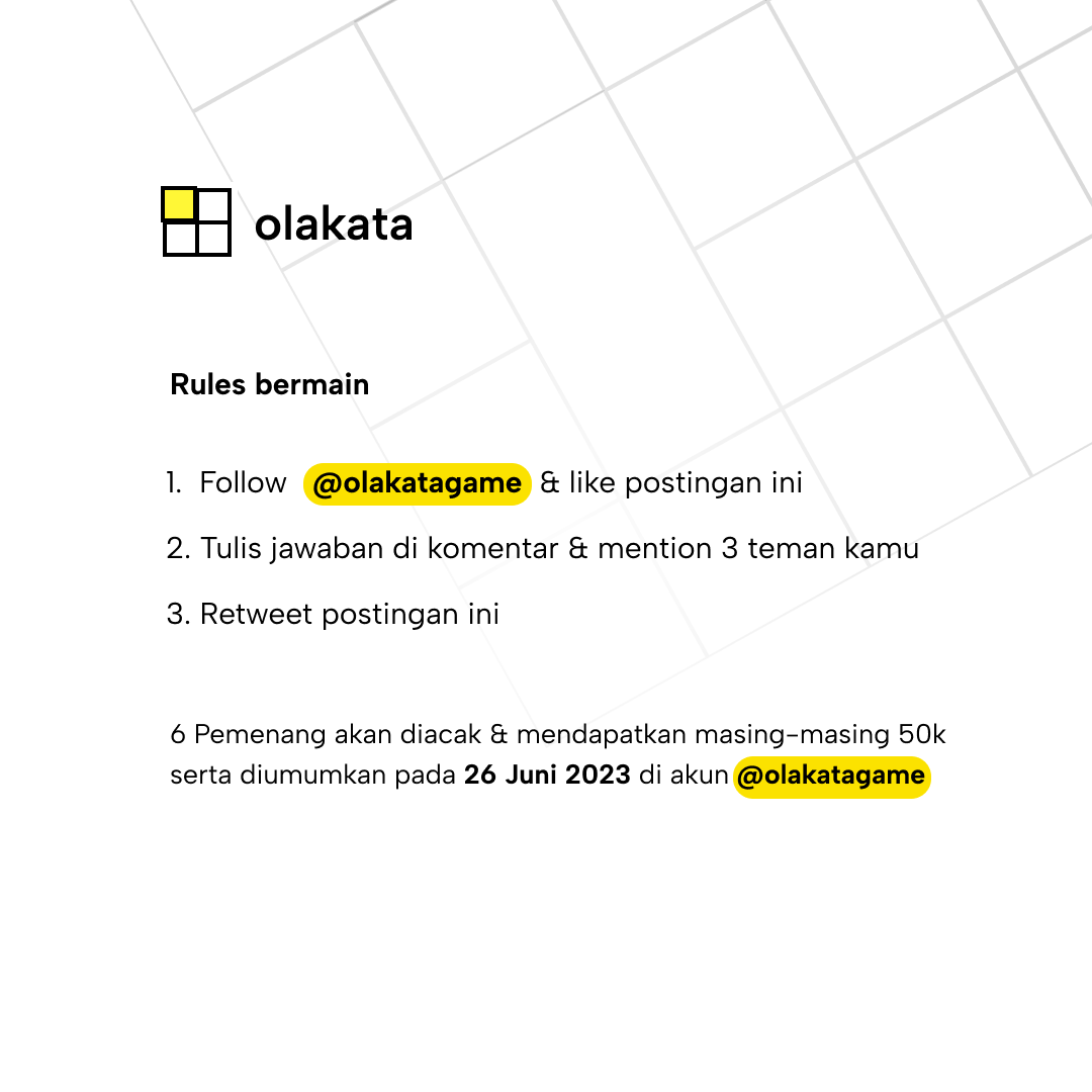 Ayo ikutan Mini TTS Challenge  &amp; dapatkan 300k utk 6 pemenang  ✨

📌 Ketentuan:
1. Ikuti rules bermain di gambar 2
2. Tidak boleh spam comment

Tunggu apalagi? Isi TTS-nya, dapetin hadiahnya 🥳

#Olakata #TTSBerhadiah #InfoKuis #Kuis #InfoGiveaway #GiveawayIndonesia