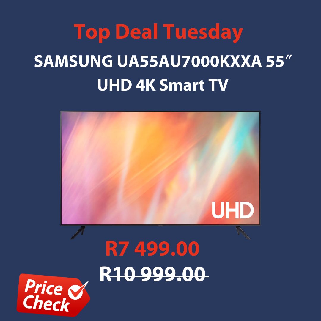 If you are looking for a new TV, look no further than the <a href="/SamsungSA/">SamsungSA</a> 55" UA55AU7000KXXA UHD 4K Smart TV from Appliances4u. 

🛒 bit.ly/3XhR1fV
#PriceCheck #ComparePrices #OnlineShopping #TopDealTuesday #Samsung #Appliances4u