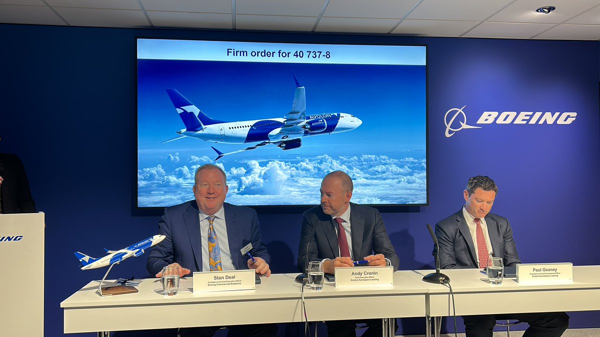 Boeing order with Avolon for 40 MAX-8s <a href="/AviationWeek/">Aviation Week</a> #ParisAirShow2023