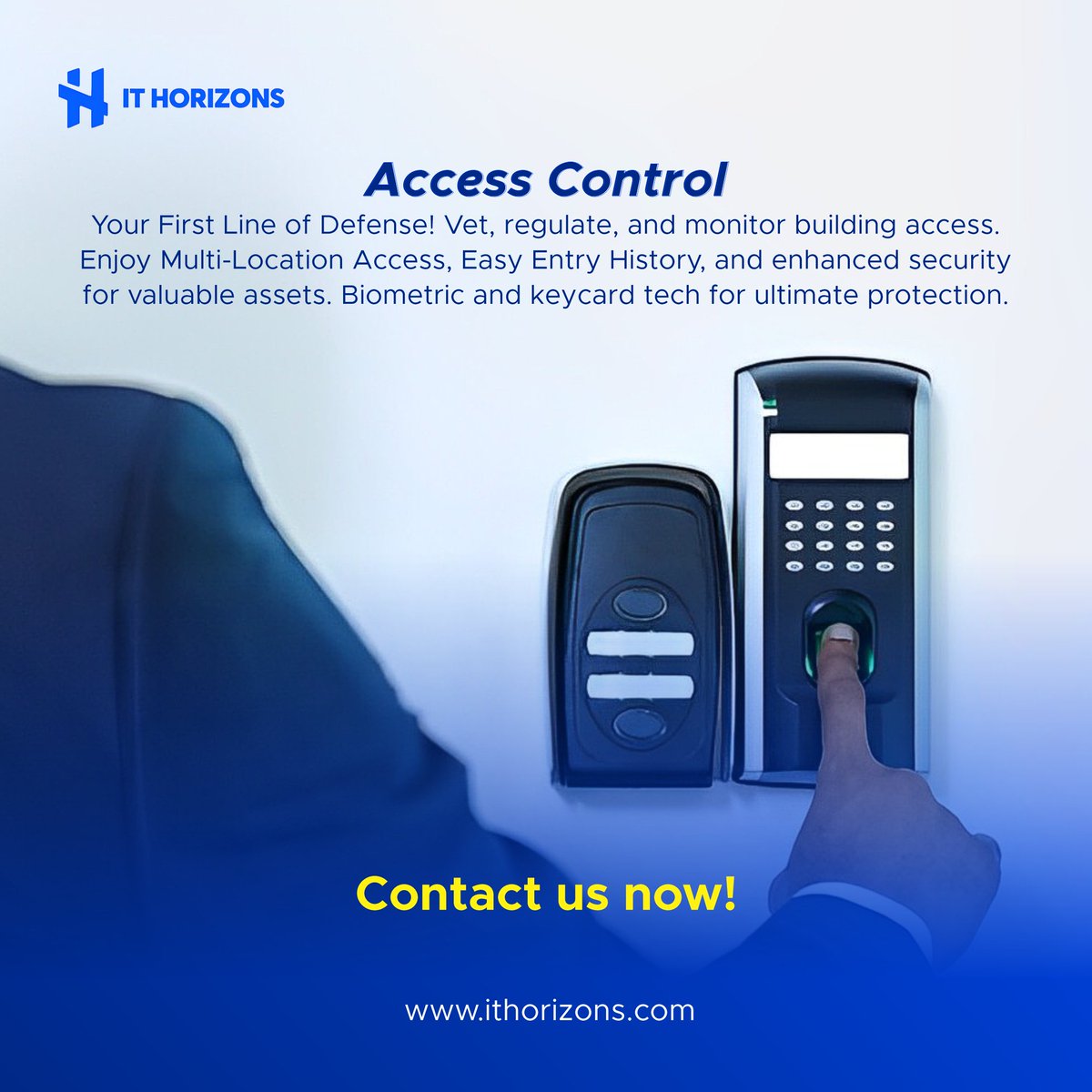 IT_Horizons's tweet image. Access Control: Your First Line of Defense! Enjoy peace of mind with our solution that vets, regulates, and monitors access to your building.  Contact us now!
 #ITHorizons #AccessControlSolution #EnhancedSecurity