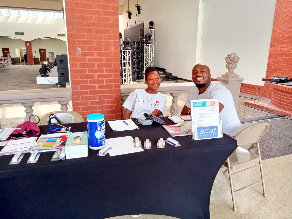 Together, we completed #bloodpressure & #bloodglucose screening & counseling sessions @emoryhealthcare #Juneteenth2023 Health Festival.#CardiovascularHealth #healthequity thru #research #advocacy #service. So proud of these future #cardiologists #ACCDiversity #JuneteenthWeekend