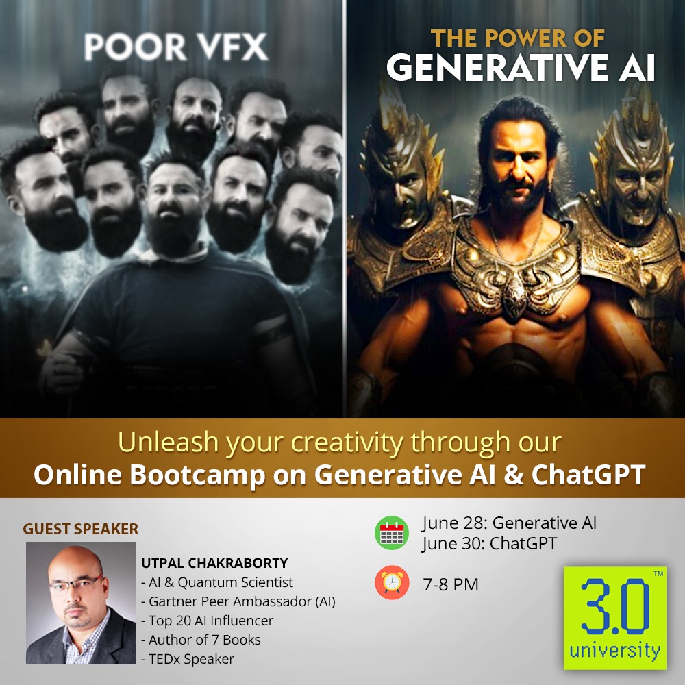 When VFX goes wrong, AI comes to the rescue
.
Come join our online Bootcamp on Generative AI and ChatGPT on 28th and 30th June.
.
.
Enroll Today! Limited seats left! 3university.io/product/bootca…
.
.
.
#3univesrity #real3uni #3verse #blockchaincommunity #metaverse #nft #upskill…