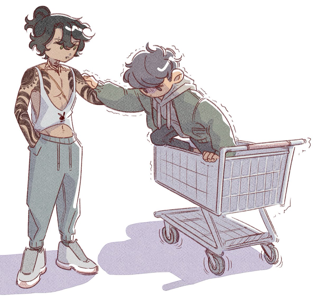 seabunnky's tweet photo. Local university student gets stuck in a shopping cart.
#lostgenesis #oc #illustration https://t.co/lNwq5YaOnR