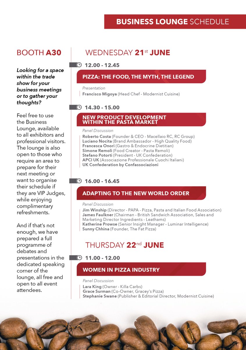 Pizzapastashow's tweet photo. *https://t.co/UpY7RA9saE*
https://t.co/UpY7RA9saE
The Day is Here and Coffee is On Us
The European Pizza and Pasta Show Opens its Doors Tomorrow! Join the F&amp;B industry leaders! https://t.co/x5NpfIp6jn