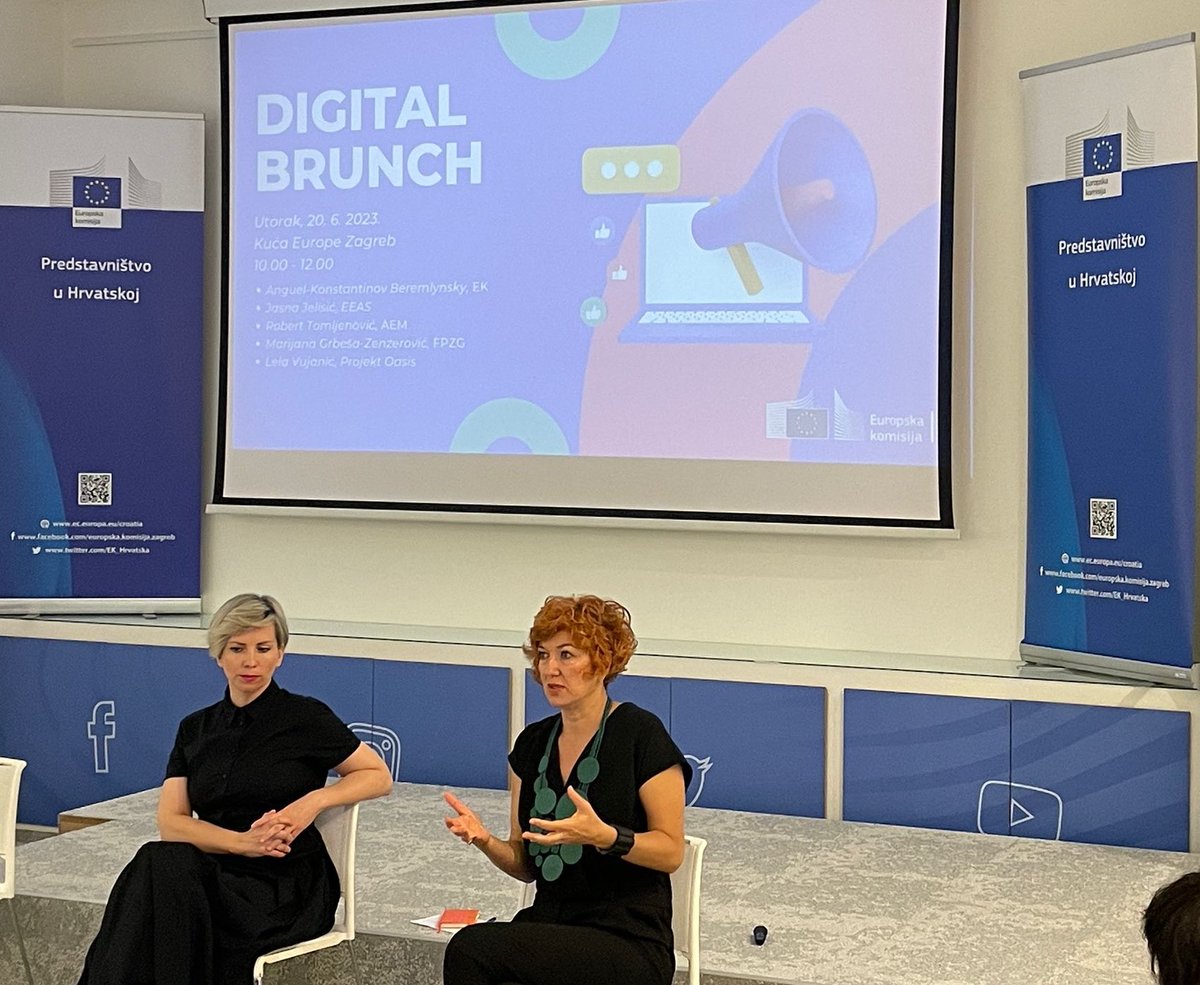 EK_Hrvatska's tweet photo. U 🎯 je razmjena dobrih 💻 praksi s naglaskom na borbu protiv dezinformacija👇🏼
👤 Jasna Jelislić @eu_eeas
👤 @GrbesaMarijana @FPZGhr
👤 @aberemliysky @EU_Commission
👤 Robert Tomljenović #AEM
#DigitalEU #MediaFreedomAct #EUDisinfo https://t.co/1NZlpjvCxE