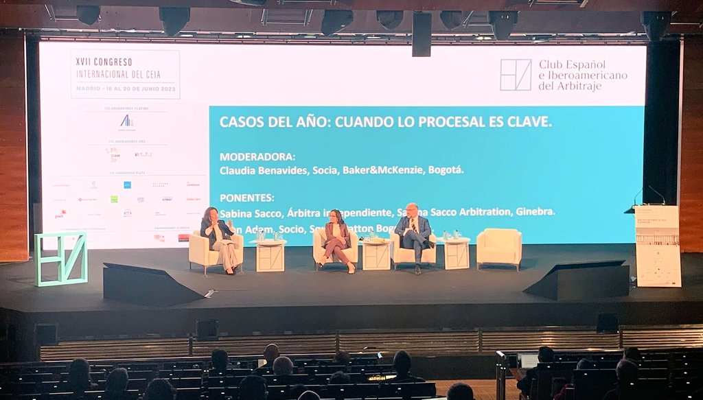 🌐 CASOS DEL AÑO: CUANDO LO PROCESAL ES CLAVE.
Modera Claudia Benavides , Socia, Baker&amp;McKenzie, Bogotá.

PONENTES:
Sabina Sacco , Árbitra independiente, Sabina Sacco Arbitration, Ginebra.
John Adam , Socio, Squire Patton Boggs, París

#XVIICongresoCEIA