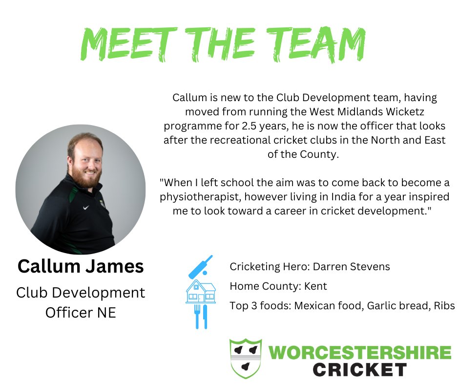 𝐌𝐞𝐞𝐭 𝐓𝐡𝐞 𝐓𝐞𝐚𝐦 🏏🍐

Next up from the Club Development Team is Callum, he recently joined the club dev team, after leading Wicketz for 2.5 years.

Callum also leads on Women's & Girls cricket in the county.