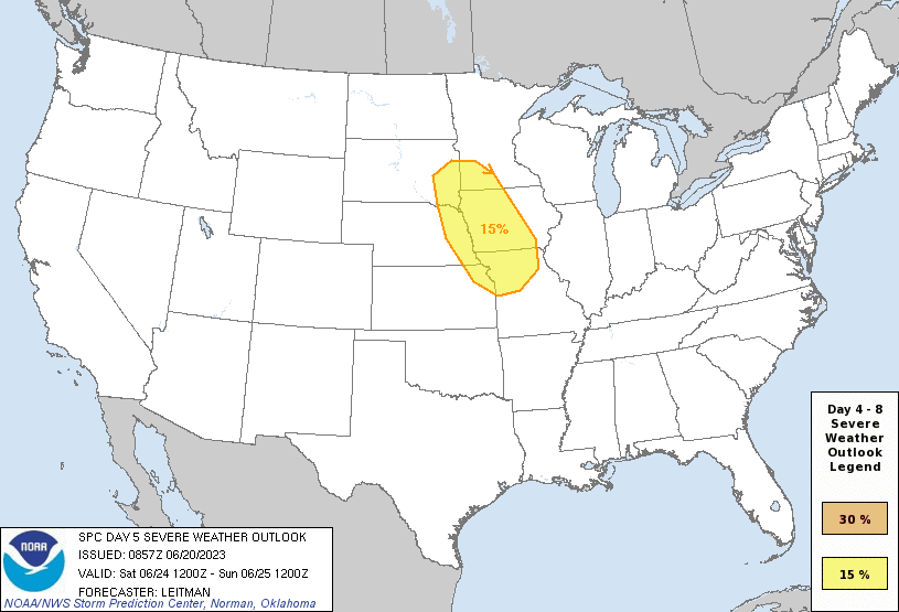 D5
#SlightRisk in NE #TornadoAlley esp #Omaha, #Lincoln, #BellevueNE, #KansasCity, #IndependenceMO, #OverlandPark, #Olathe, #DesMoines, #Ames, #CouncilBluffs, #SiouxCity, #SiouxFalls
15% #SevereWX risk
#USwx #Wxtwitter #SPC #Tornado #Hail #MOwx #KSwx #IAwx #NEwx #SDwx #MNwx #KCwx