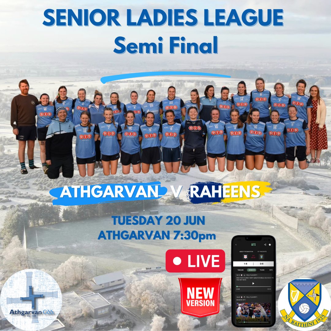 ATHGARVAN_GAA's tweet photo. Just the one game this week but its a biggie!  Our Senior Ladies play the League S/F at home tonight v's Raheens at 7:30pm.

Best of luck to the team and management.

We will have live updates from the updated version of @WhatstheScor @KildareLGFA1 @RaheensGAA https://t.co/XdbmaFJoxE