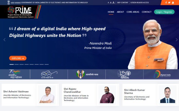 Digital India (@_digitalindia) on Twitter photo 🌟 Launch of Project Review & Information Management Electronics (PRIME) System portal
<a href="/GoI_MeitY/">Ministry of Electronics & IT</a> is pleased to announce the launch of The Project Review & Information Management Electronics (PRIME) System portal by Shri Alkesh Kumar Sharma, Secretary MeitY in the august 🌟 Launch of Project Review & Information Management Electronics (PRIME) System portal
<a href="/GoI_MeitY/">Ministry of Electronics & IT</a> is pleased to announce the launch of The Project Review & Information Management Electronics (PRIME) System portal by Shri Alkesh Kumar Sharma, Secretary MeitY in the august