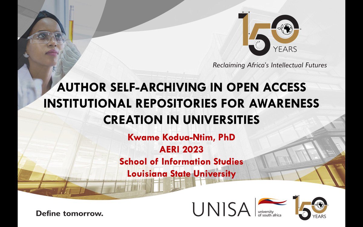 kwamekoduantim's tweet photo. I am thrilled to have successfully presented my research paper titled "Author Self-Archiving in Open Access Institutional Repositories for Awareness Creation in Universities" at the esteemed Archival Education and Research Institute (AERI) hosted by https://t.co/DeS2aOShwF